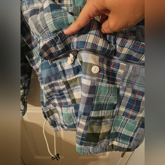 LL Bean Anorak Patchwork Plaid 1/2 Zip Pullover Hoodie Women’s Size M - Picture 3 of 5